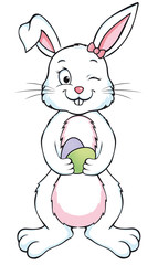 Cute Easter Bunny Girl with Easter Eggs Icon