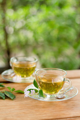 Two cups of hot tea