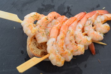 Pincho de langostino a la plancha