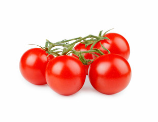 Bunch of cherry tomatoes isolated on white background.