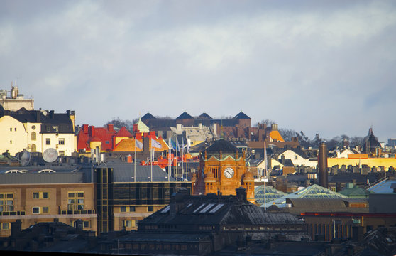 View over Stockholm, Vanadis and Central Station a winter day