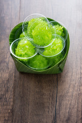 Pandan Flavored Sweet Translucent Gelatinous Rice Recipe.