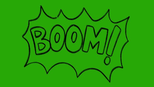 Hand drawn animation of BOOM phrase