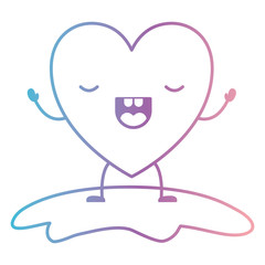 heart character kawaii frightened expression in degraded blue to purple color contour vector illustration