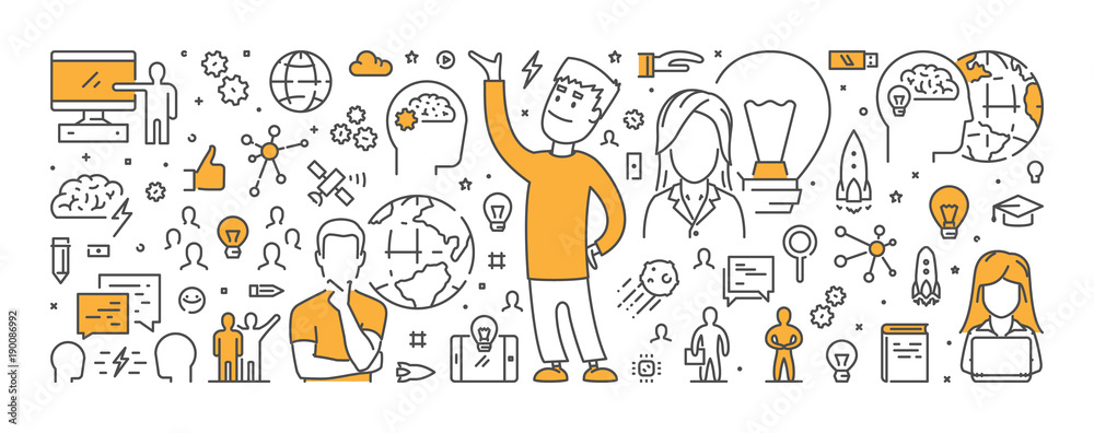 Wall mural vector line web banner for brainstorming