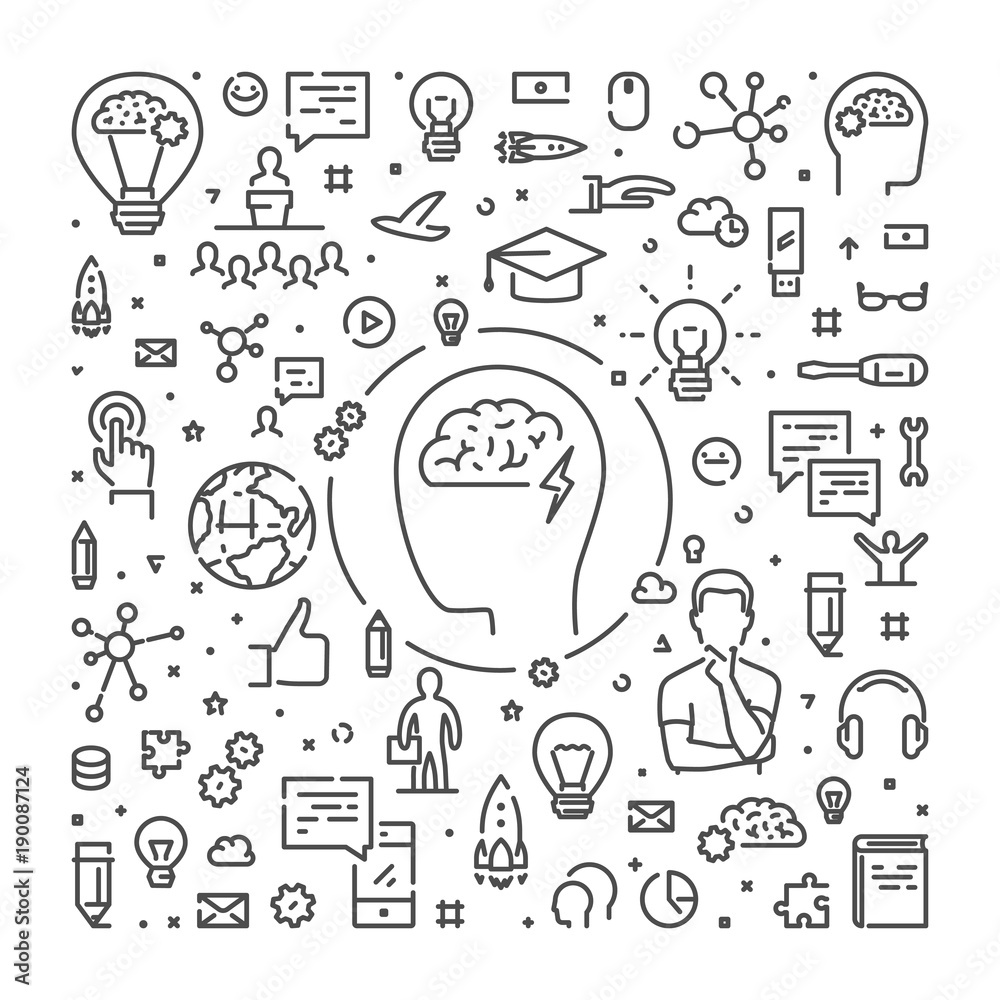 Wall mural vector line web banner for brainstorming