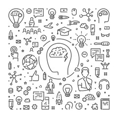 Vector line web banner for brainstorming