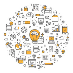 Vector line web banner for big data