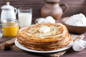 Stack of crepes or pancakes for Maslenitsa