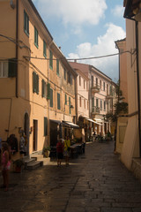 Capoliveri main street on a sunny day. Elba island, Tuscany, Italy.