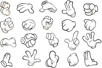 Poster Im Rahmen Satz von Cartoon-Illustrationen. Hände mit verschiedenen Gesten für Ihr Design © liusa