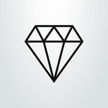 Black and white line art diamond icon
