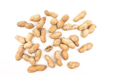 Pile Of Peanuts On White Background Closeup