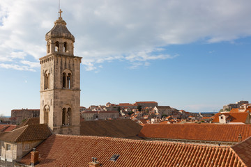 Fototapeta na wymiar View of the old city in Dubrovnik from the fortress wall, Croatia