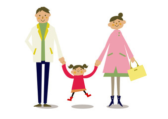 春服の親子のイラスト。シーズンのクリップアート。