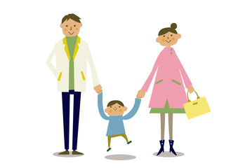 春服の親子のイラスト。シーズンのクリップアート。