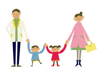 春服の親子のイラスト。シーズンのクリップアート。