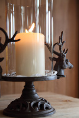table candle holder with iron deer decoration