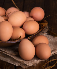 Bunch of Brown Chicken Eggs