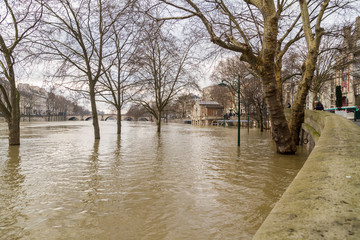 Flood of the Seine 2018 in Paris France