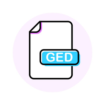 recommend clip art: GED file format, extension color line icon