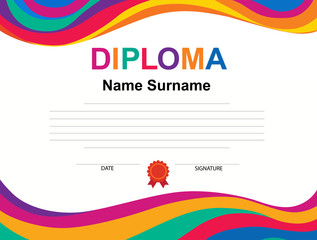 Kids Diploma certificate background design template