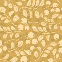 beige floral background with branches - seamless vector