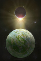 Obraz na płótnie Canvas Fantasy universe illustration, unknown alien planet, 3D illustration