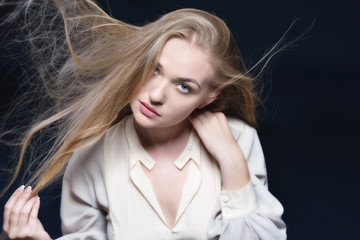 Fototapeta premium Sexy Woman with long blowing hair