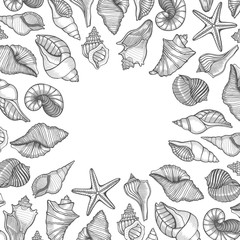 Vintage seafood frame vector illustration.