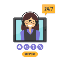 Online tech support 24/7 service concept.