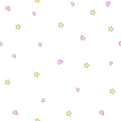 Baby seamless  pattern with stars and heart. Vector illustration.