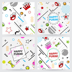 Trendy  Memphis style Purim geometric pattern, vector