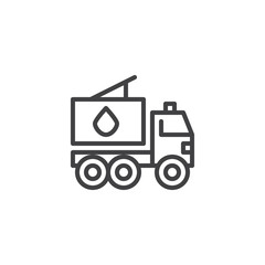 Fire truck line icon, outline vector sign, linear style pictogram isolated on white. Firefighter vehicle symbol, logo illustration. Editable stroke