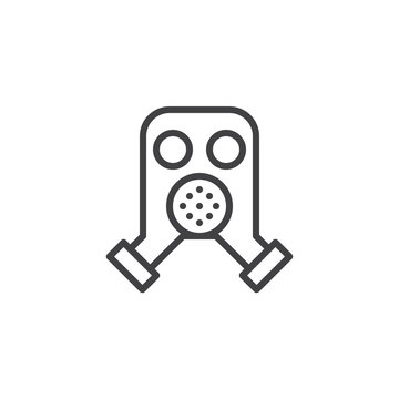 Firefighter mask line icon, outline vector sign, linear style pictogram isolated on white. Respirator, gas mask symbol, logo illustration. Editable stroke