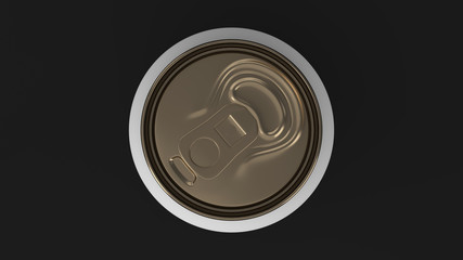 Blank small white and gold aluminium soda can mockup on black background