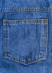 Blue jeans back pocket texture background with blank space