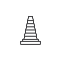 Traffic cone line icon, outline vector sign, linear style pictogram isolated on white. Symbol, logo illustration. Editable stroke