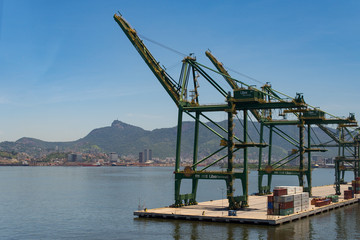 Fototapeta na wymiar Commercial Port Cranes of Rio de Janeiro