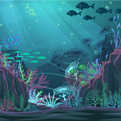 Fototapeta na wymiar Underwater nature background. Vector Illustration