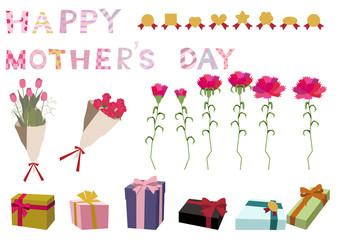 母の日のメッセージカード。母の日のイラスト素材。