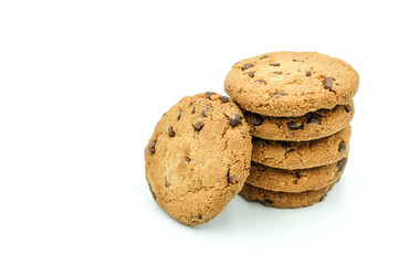 Chocolate chips cookies isolated on white background