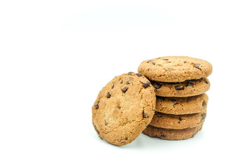 Chocolate chips cookies isolated on white background