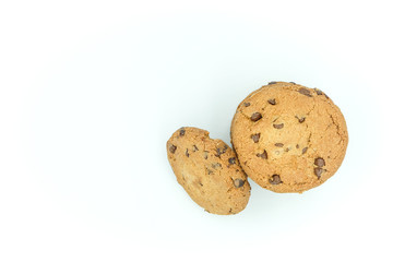 Chocolate chips cookies isolated on white background