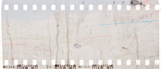 Grunge dripping film strip frame in gray tones. - 190095913