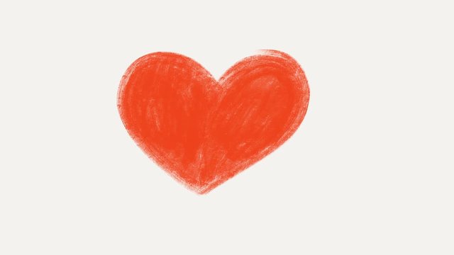Hand drawn animation of red romantic heart