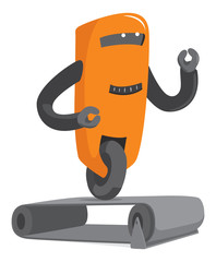 Cute robot training on treadmill