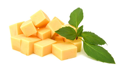 piece of cheese isolated on a white background