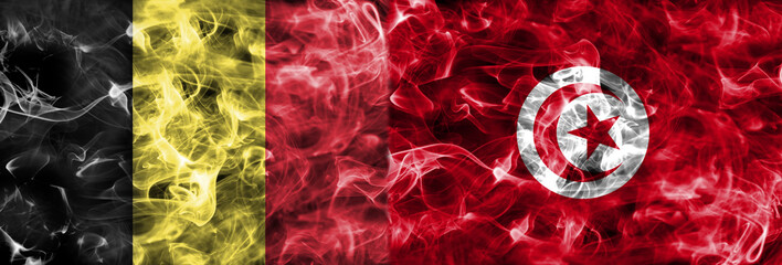 Belgium vs Tunisia smoke flag, group G, football world cup 2018, Moscow, Russia