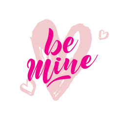 Happy Valentine's Day lettering greeting card with modern text hand drawn love concept